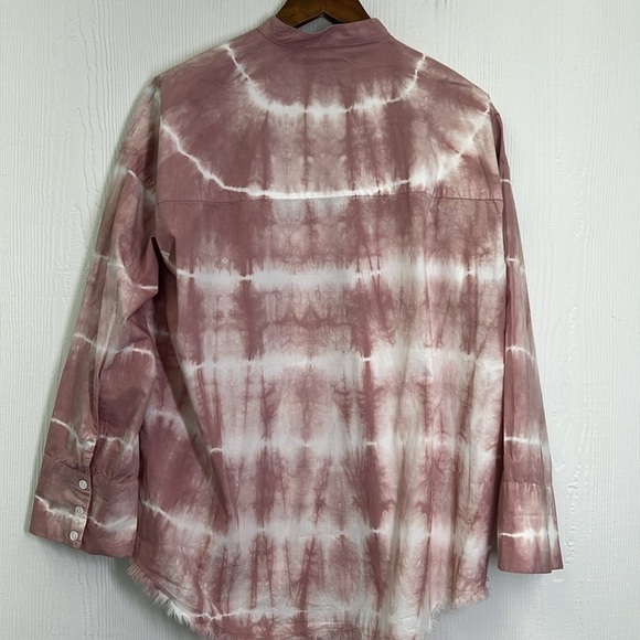 Zara - Dusty Pink Tie Dye Button Down Pocket Long Sleeve Blouse Size Small - Picture 11 of 12